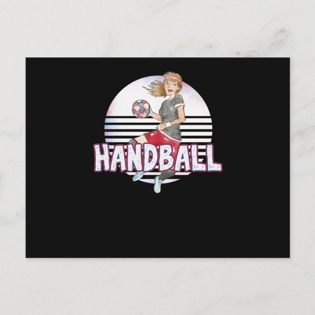 Carte Postale Fille de handball Peinture Visée Lancer de balle É (Devant)