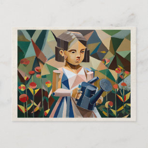 Carte Postale Fille de l'Art du Remix d'IA Cubisme