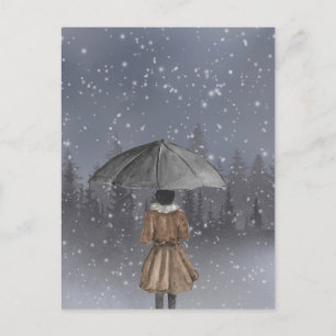 Carte Postale Fille de neige