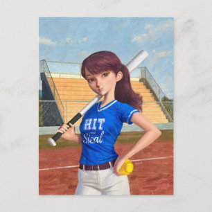 Carte Postale Fille de softball