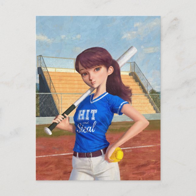 Carte Postale Fille de softball (Devant)