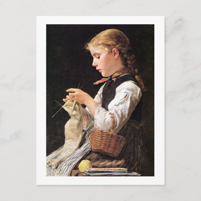 Carte Postale Fille de tricot de Strickendes Mädchen (Devant)