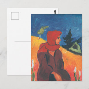 Carte Postale Fille de village moderniste vintage avec foulard r