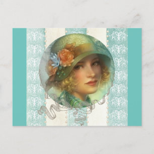 Carte postale fille des années 1920
