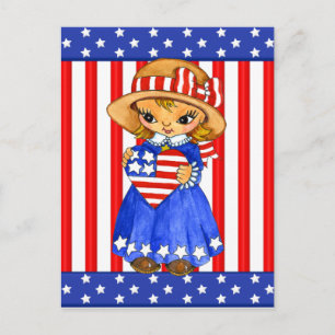 Carte postale fille du 4 juillet