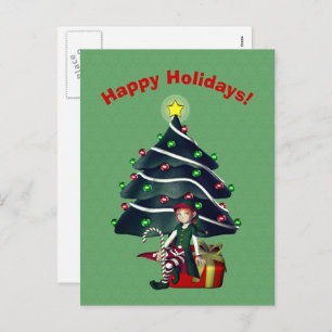 Carte postale Fille Elf Christmas Tree