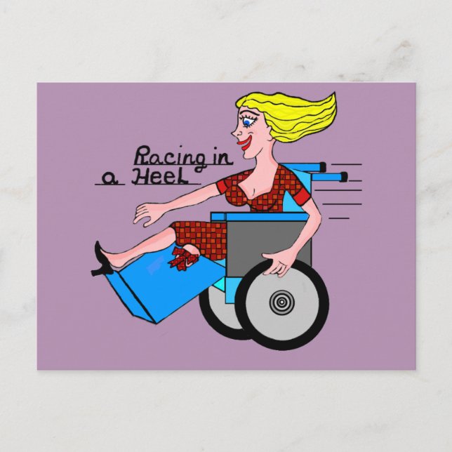 Carte Postale Fille en haut talon fauteuil roulant Amputé (Devant)