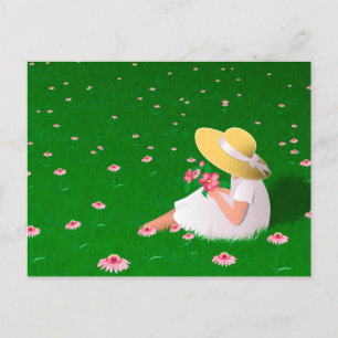 Carte Postale Fille en herbe