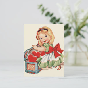 Carte Postale Fille enfant rétro mignonne enfants