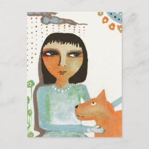 Carte Postale Fille et chien