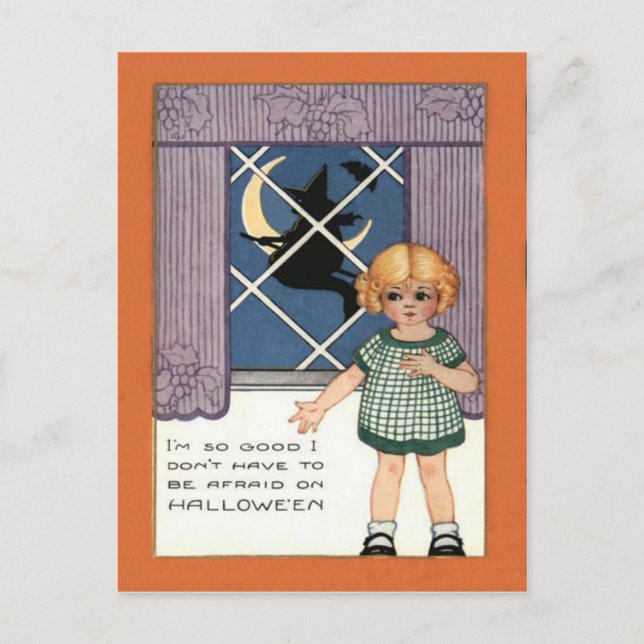 Carte Postale Fille Fenêtre Croissant Chauve Lune (Devant)