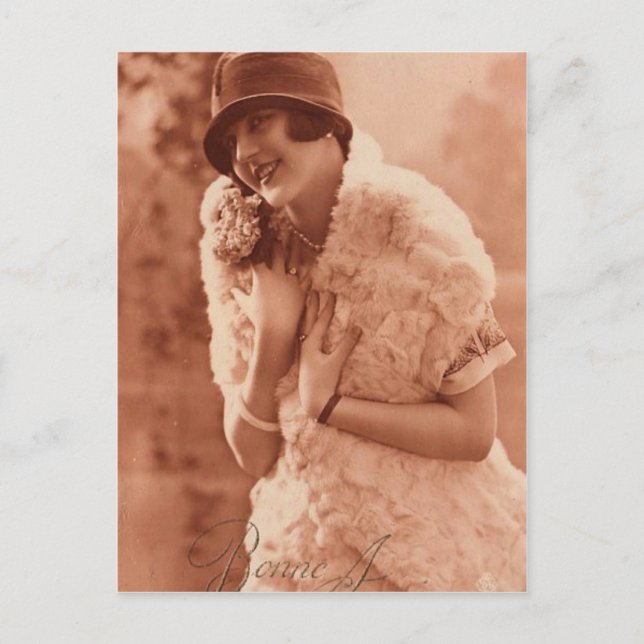 Carte Postale Fille Flapper des années 1920 vintage (Devant)