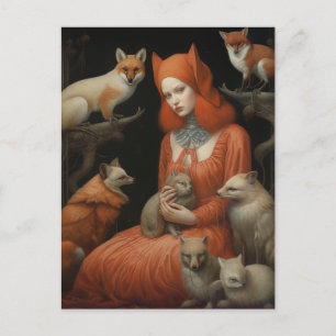 Carte Postale Fille Fox avec renards