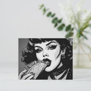 Carte Postale Fille gothique de style graphique BW des années 50