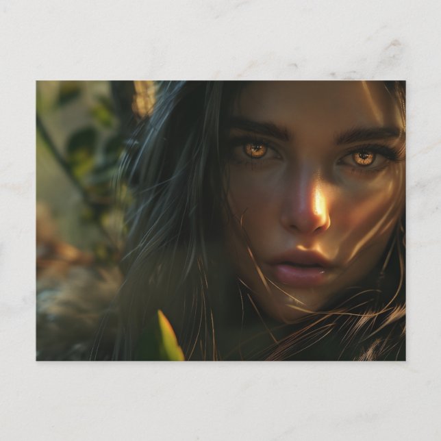 Carte Postale Fille guerrière dans la jungle 1 (Devant)
