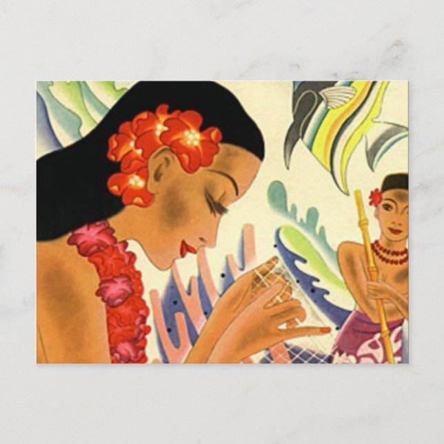Carte Postale Fille hawaïenne (Devant)