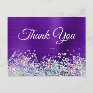 Carte Postale Fille Indigo violet Foil Holo Parties scintillant