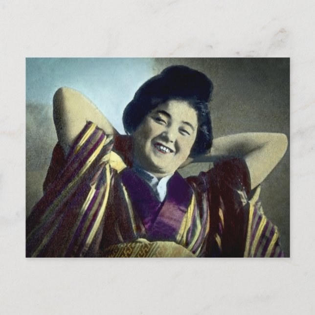 Carte Postale Fille japonaise Vintage riante (Devant)