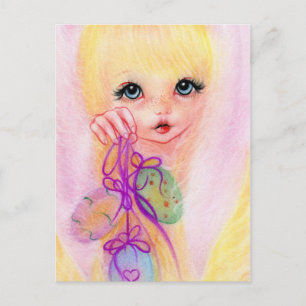 Carte postale fille lapin de Pâques Hoppy