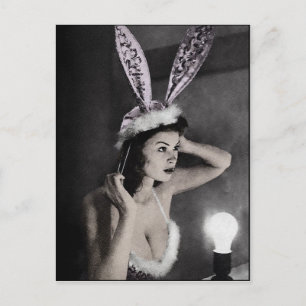 Carte postale fille lapin mignonne