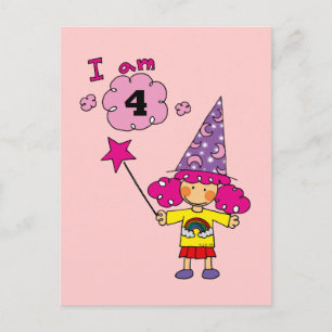Carte Postale fille magicien de 4 ans