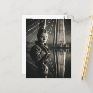 Carte Postale Fille noire et blanche au pont Double exposition