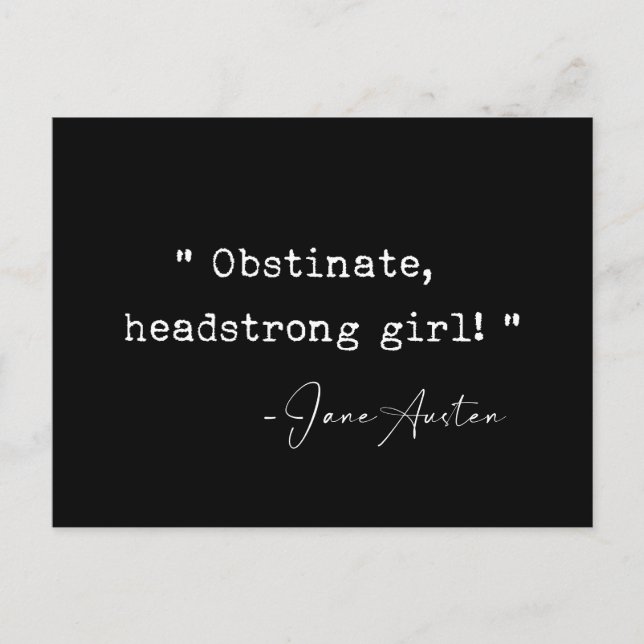 Carte Postale Fille obstinée à tête forte Jane Austen (Devant)