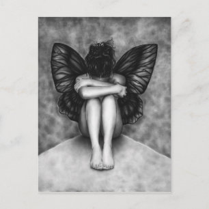 Carte postale Fille Papillon triste