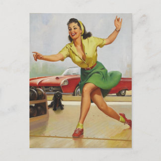 Carte Postale Fille Pin Up de Bowling
