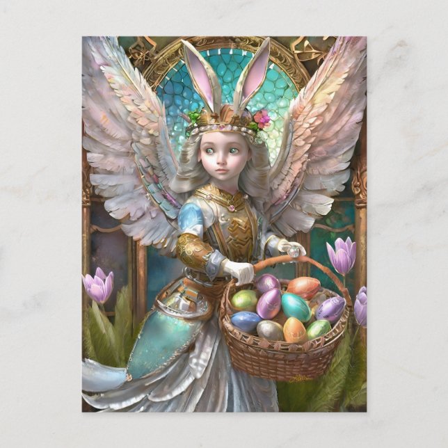 Carte Postale Fille portant le costume de lapin de Pâques (Devant)