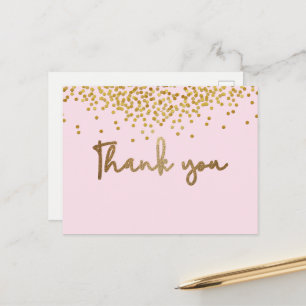 Carte Postale Fille premier anniversaire confettis dorés rose po