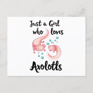 Carte Postale Fille qui aime Axolotls mignonne Axolotl Cadeau Fe