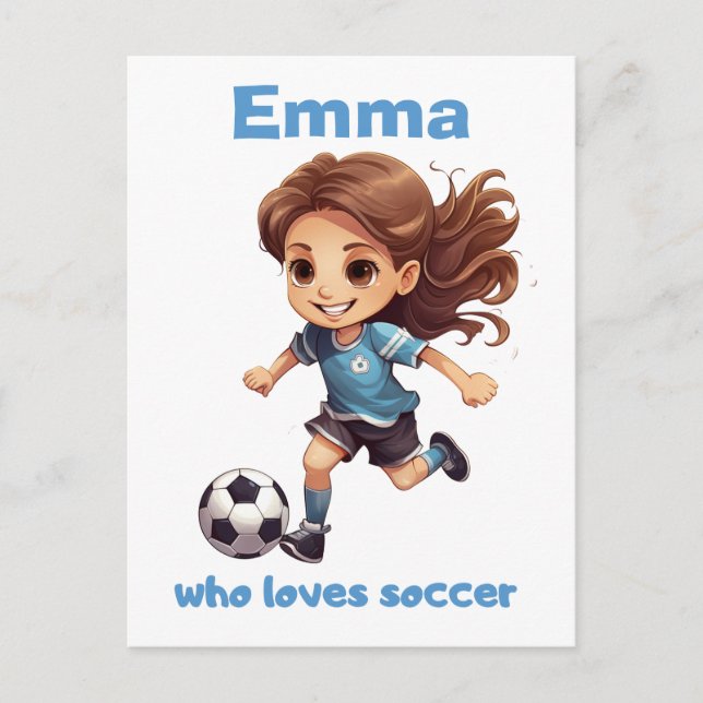 Carte Postale Fille qui aime le football avec votre nom (Devant)