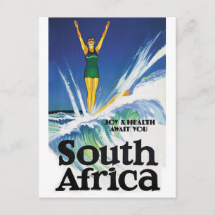 Carte Postale Fille qui fait du surf en Afrique du Sud