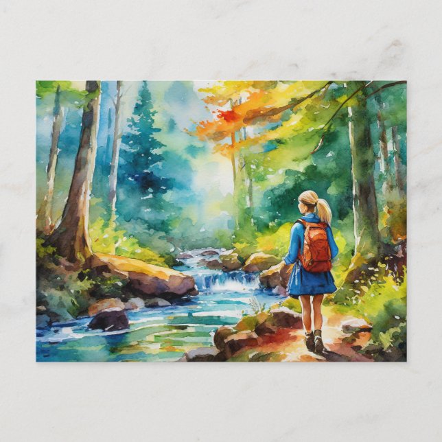 Carte Postale Fille randonnée (Devant)