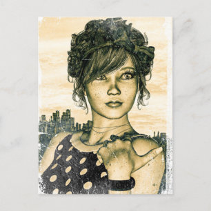 Carte Postale Fille Rétro