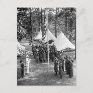Carte Postale Fille Scoutisme Drapeau-Élevage : 1919