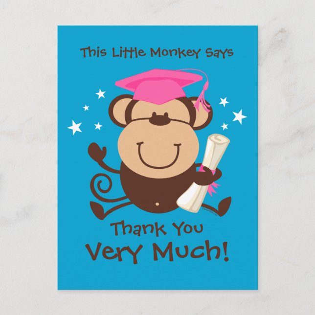 Carte Postale Fille singe Diplômé sur mesure (Devant)