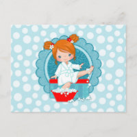 Fille Spa rousse bulles Turquoise Rouge Blanc