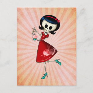 Carte Postale Fille squelettique douce et effrayante