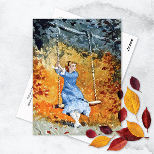 Carte Postale Fille sur une balançoire Winslow Homer