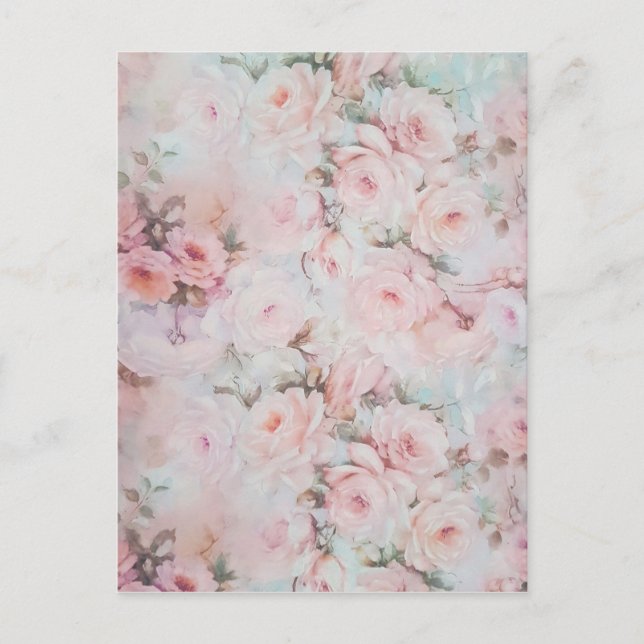 Carte Postale Fille tons roux boho rose pays fleuri (Devant)