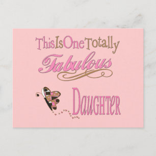 Carte Postale Fille totalement fabuleuse avec papillon rose