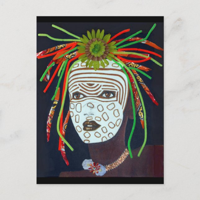 Carte Postale Fille tribale africaine—portrait original (Devant)