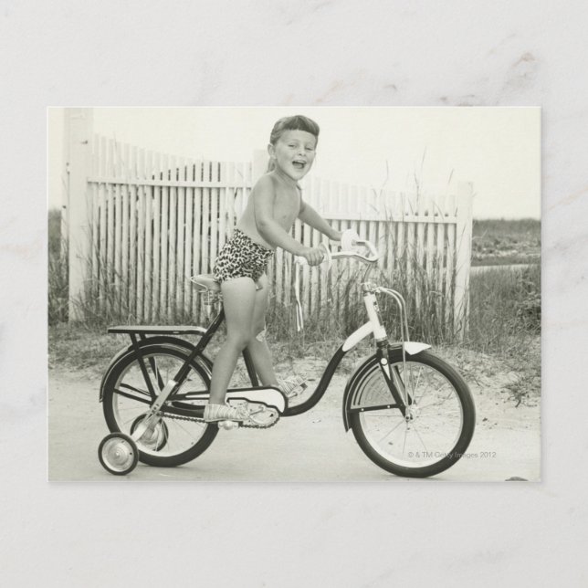 Carte Postale Fille vélo équitation (Devant)