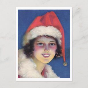 Carte Postale Fille vintage des années 1920 à Noël