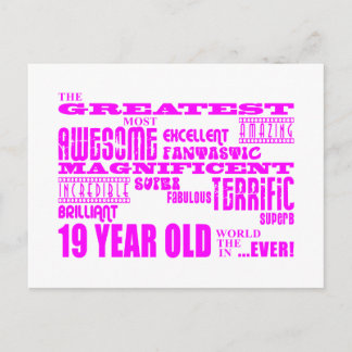 Carte Postale Filles 19e anniversaire : Rose Plus grand 19 ans
