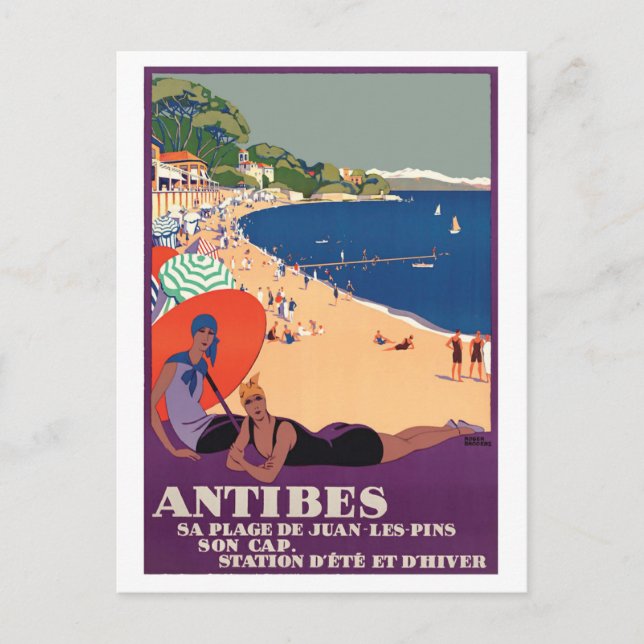 Carte Postale Filles à Antibes Beach, France, Côte d'Azur (Devant)