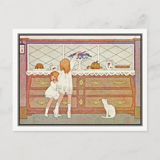 Carte Postale Filles Art Déco + Raisins de H. Willebeek Le Mair (Devant)