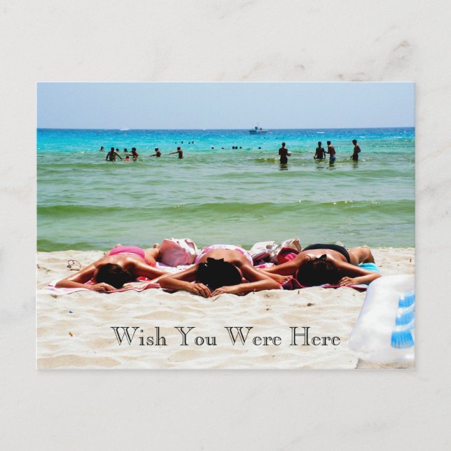 Carte Postale Filles Bain De Soleil Souhaitez Que Vous Étiez Ici (Devant)